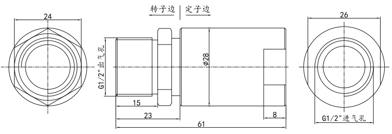 3001015l3001015L系列單通路純氣動(dòng)旋轉(zhuǎn)接頭 系列滑環(huán)外形圖紙