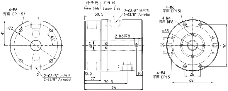 30020123002012系列二通路氣路滑環(huán) 系列滑環(huán)外形圖紙