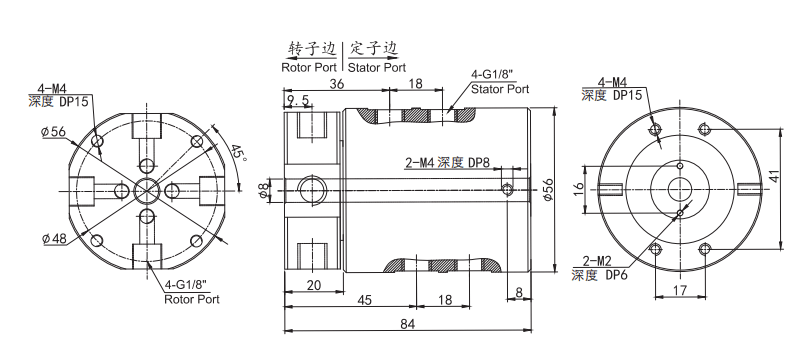 30040063004006系列多通路旋轉(zhuǎn)接頭 系列滑環(huán)外形圖紙
