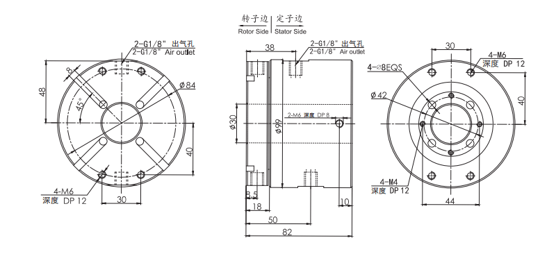 33020063302006中空30mm電氣旋轉(zhuǎn)接頭 系列滑環(huán)外形圖紙