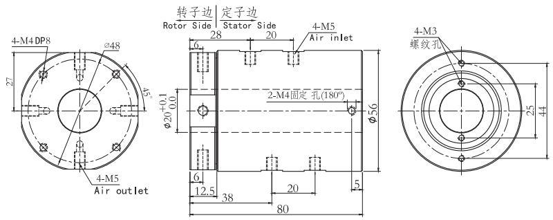 34040043404004孔徑20mm 4通路電氣滑環(huán) 系列滑環(huán)外形圖紙