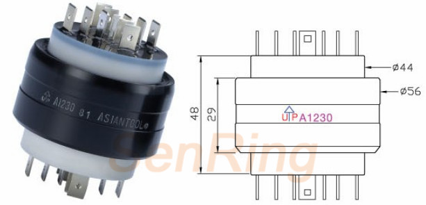 a1230A1230水銀導(dǎo)電滑環(huán)(10路30A電流+2路4A)系列水銀導(dǎo)電滑環(huán)圖紙