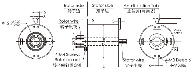eh1256-01EH1256-01系列千兆網(wǎng)線滑環(huán)(1根千兆網(wǎng)線+0~22路電流/信號(hào)) 系列滑環(huán)外形圖紙