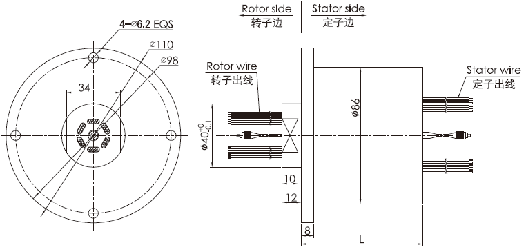 fo109FO109系列1通道光纖+電混合滑環(huán) 系列滑環(huán)外形圖紙