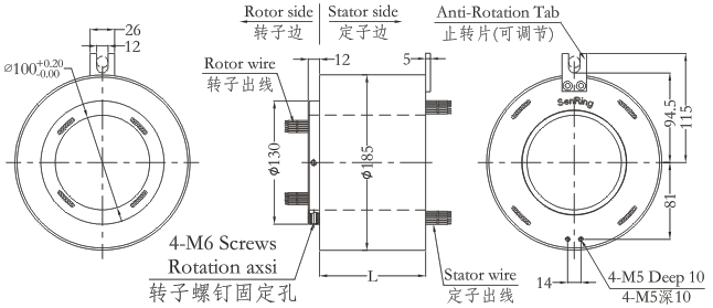 h100185H100185系列（過孔式、空心軸）滑環(huán) 系列滑環(huán)外形圖紙