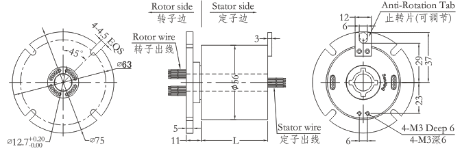 h1256fH1256F系列小過(guò)孔滑環(huán)(法蘭安裝) 系列滑環(huán)外形圖紙