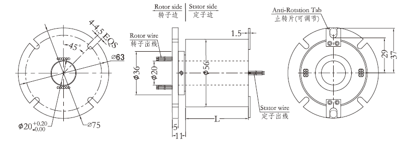 h2056fH2056F系列(轉子法蘭安裝)中空導電環(huán) 系列滑環(huán)外形圖紙