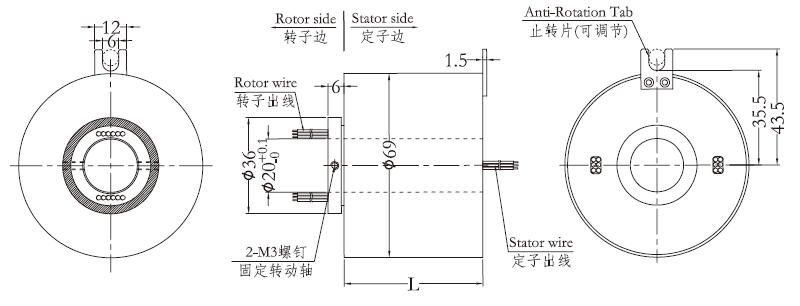 h2069H2069系列空心軸導(dǎo)電滑環(huán) 系列滑環(huán)外形圖紙
