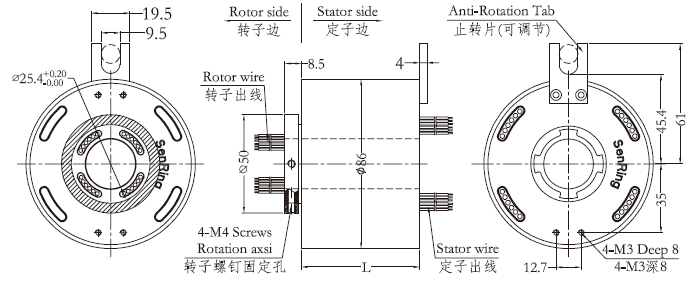 h2586H2586系列（過(guò)孔式、空心軸）滑環(huán) 系列滑環(huán)外形圖紙