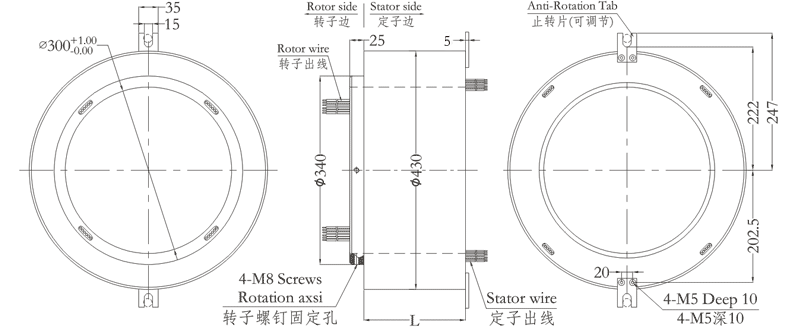 h300430H300430系列超大孔徑過孔導電滑環(huán) 系列滑環(huán)外形圖紙