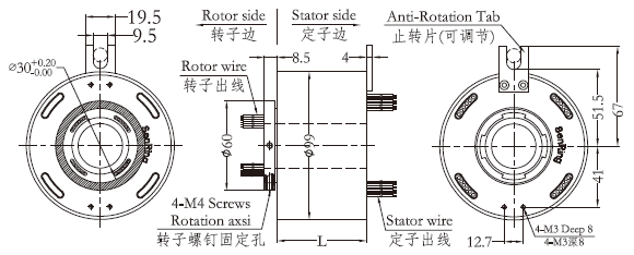 h3099H3099系列（過孔式、空心軸）滑環(huán) 系列滑環(huán)外形圖紙