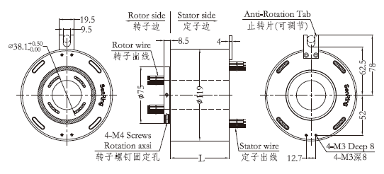 h38119H38119系列過孔導(dǎo)電滑環(huán) 系列滑環(huán)外形圖紙