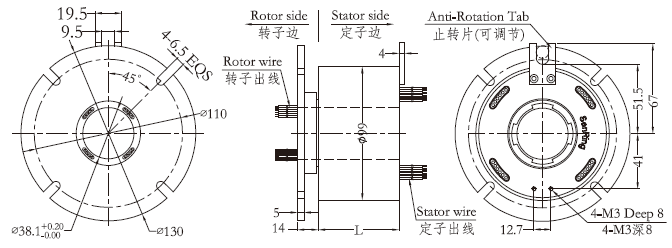 h3899fH3899F系列過孔導(dǎo)電滑環(huán) 系列滑環(huán)外形圖紙