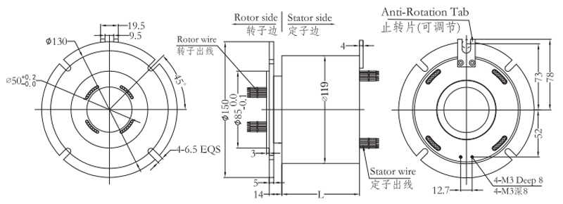 h50119fH50119F系列過孔導(dǎo)電滑環(huán) 系列滑環(huán)外形圖紙