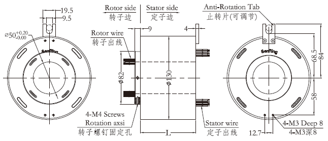h50130H50130系列過孔導電滑環(huán) 系列滑環(huán)外形圖紙