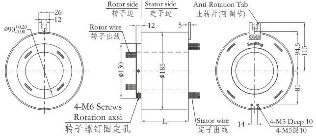h90185H90185系列（過孔式、空心軸）滑環(huán) 系列滑環(huán)外形圖紙