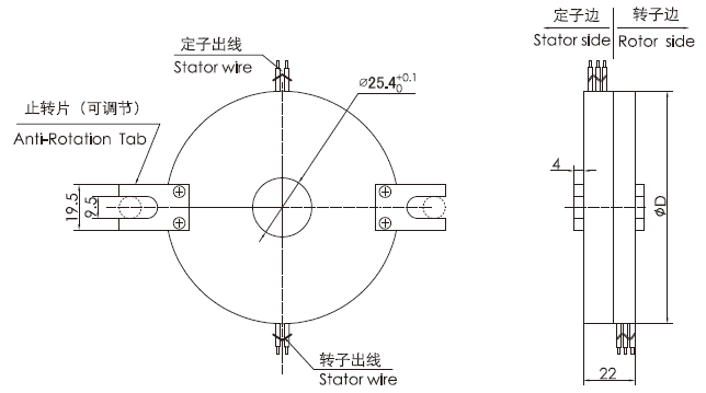 k225K225(SNK025)系列整體盤式滑環(huán) 系列滑環(huán)外形圖紙