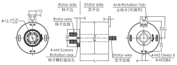 uh1256-01UH1256-01系列USB2.0信號滑環(huán) 系列滑環(huán)外形圖紙