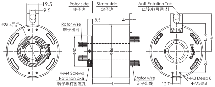 uh2586-02UH2586-02系列USB2.0信號(hào)滑環(huán) 系列滑環(huán)外形圖紙
