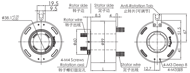 uh3899-02UH3899-02系列USB2.0信號滑環(huán) 系列滑環(huán)外形圖紙