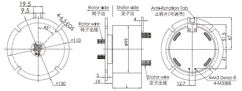 zm099ZM099系列伺服電機(jī)編碼器滑環(huán) 系列滑環(huán)外形圖紙